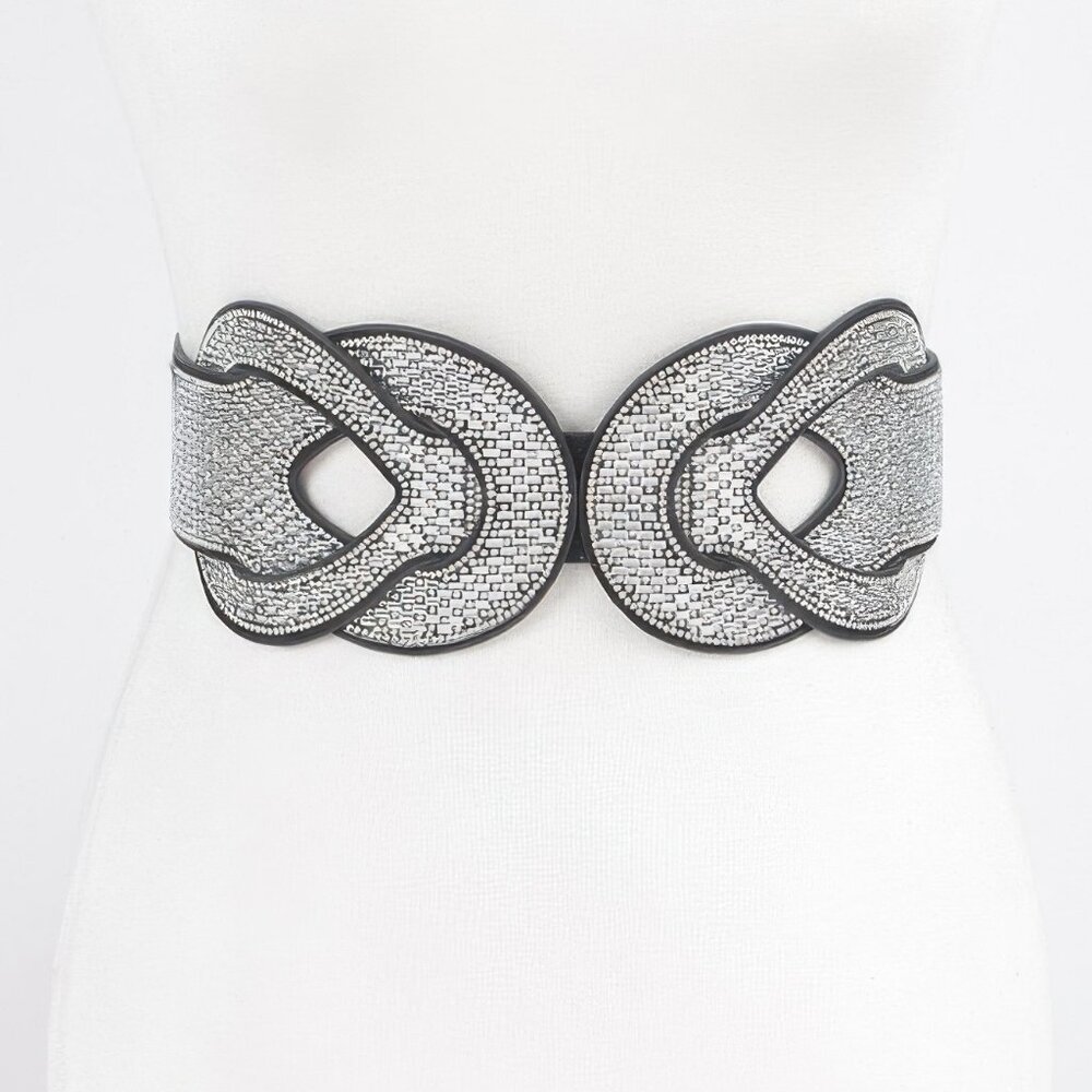 Multi Rhinestone Plus Size Elastic Belt